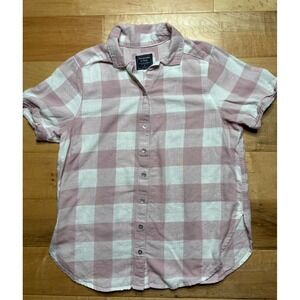 Abercrombie & Fitch Pink And White Gingham Short Sleeve Button Front Top Women M